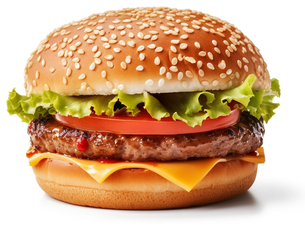 A fresh, loaded cheeseburger